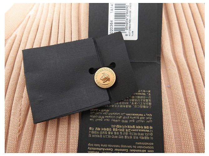 NEUES VERSACE GERIPPTE LANGES KLEID MIT MEDUSA-KNÖPFEN 40 IT 36 FR - Ansicht 11