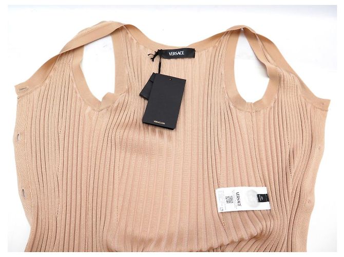 NEUES VERSACE GERIPPTE LANGES KLEID MIT MEDUSA-KNÖPFEN 40 IT 36 FR - Ansicht 4