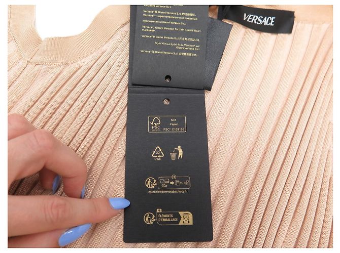 NEUES VERSACE GERIPPTE LANGES KLEID MIT MEDUSA-KNÖPFEN 40 IT 36 FR - Ansicht 7