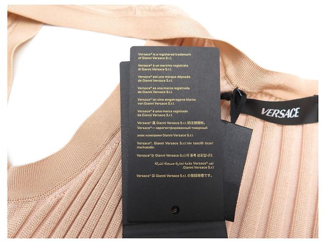 NEUES VERSACE GERIPPTE LANGES KLEID MIT MEDUSA-KNÖPFEN 40 IT 36 FR - Ansicht 8