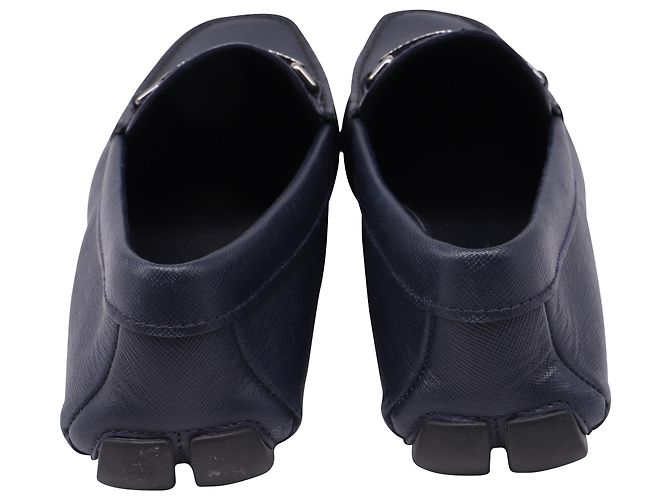 Prada Driving Loafer Schuhe aus Saffiano-Leder in Navy Blau - Ansicht 5