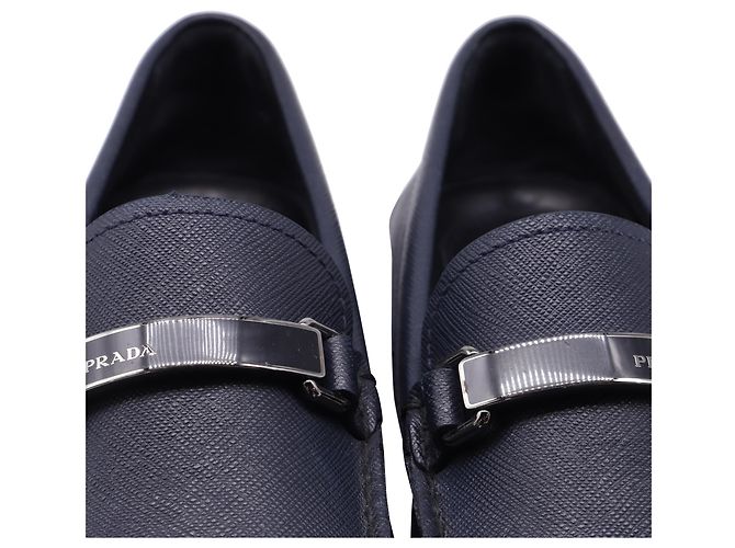Prada Driving Loafer Schuhe aus Saffiano-Leder in Navy Blau - Ansicht 6