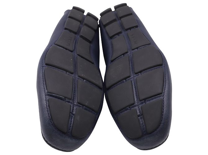 Prada Driving Loafer Schuhe aus Saffiano-Leder in Navy Blau - Ansicht 7
