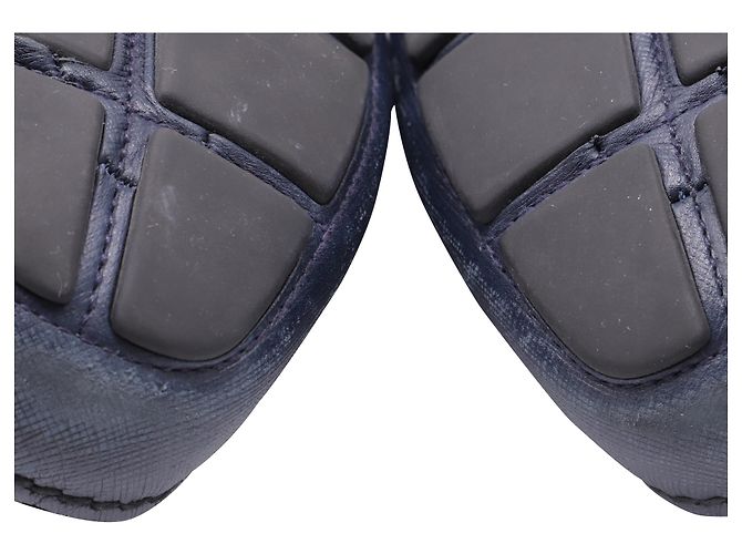 Prada Driving Loafer Schuhe aus Saffiano-Leder in Navy Blau - Ansicht 8