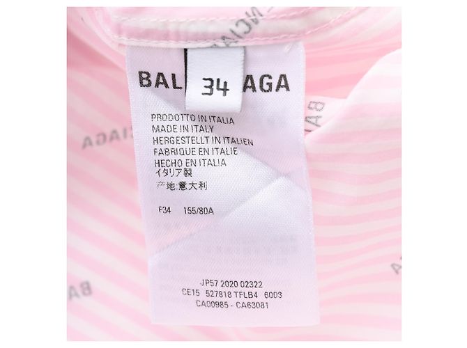 Camicia oversize Balenciaga con logo a righe e bottoni anteriori in cotone rosa Marrone - vista 5