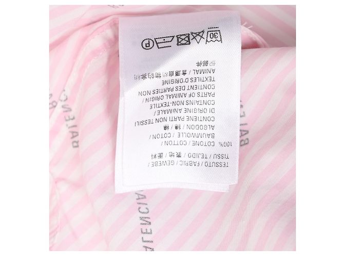 Camicia oversize Balenciaga con logo a righe e bottoni anteriori in cotone rosa Marrone - vista 7