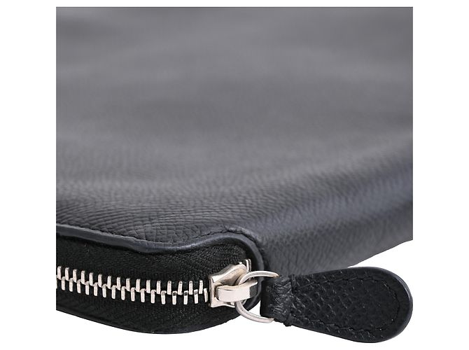 Porte-documents Balenciaga à fermeture éclair en cuir noir Gris - vue 10