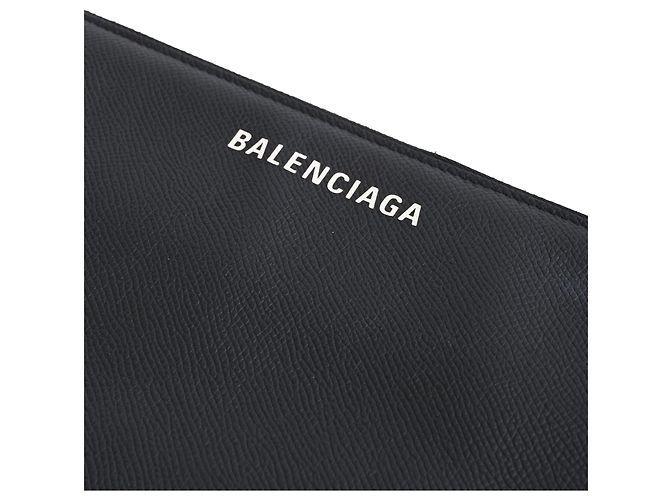 Porte-documents Balenciaga à fermeture éclair en cuir noir Gris - vue 11