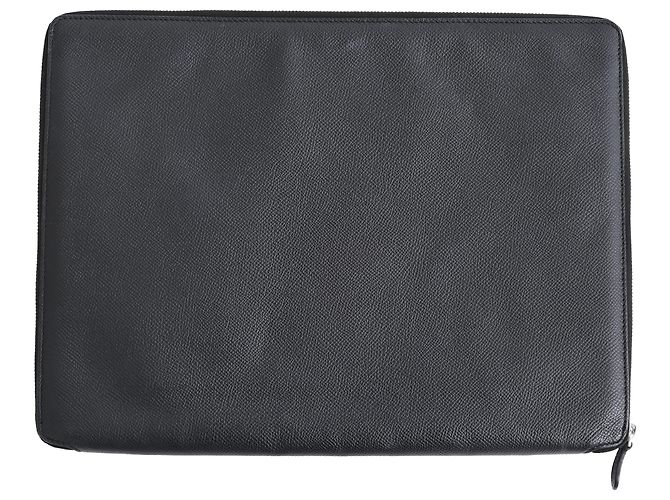 Porte-documents Balenciaga à fermeture éclair en cuir noir Gris - vue 2