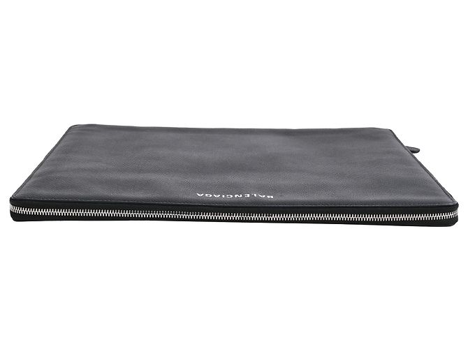 Porte-documents Balenciaga à fermeture éclair en cuir noir Gris - vue 4