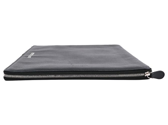Porte-documents Balenciaga à fermeture éclair en cuir noir Gris - vue 5