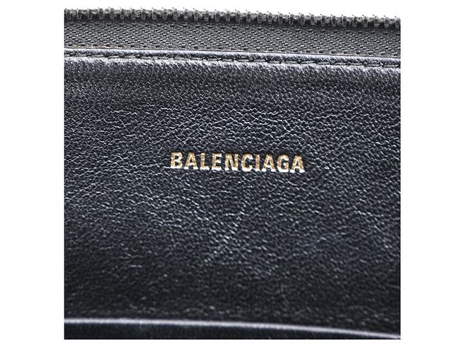 Porte-documents Balenciaga à fermeture éclair en cuir noir Gris - vue 8