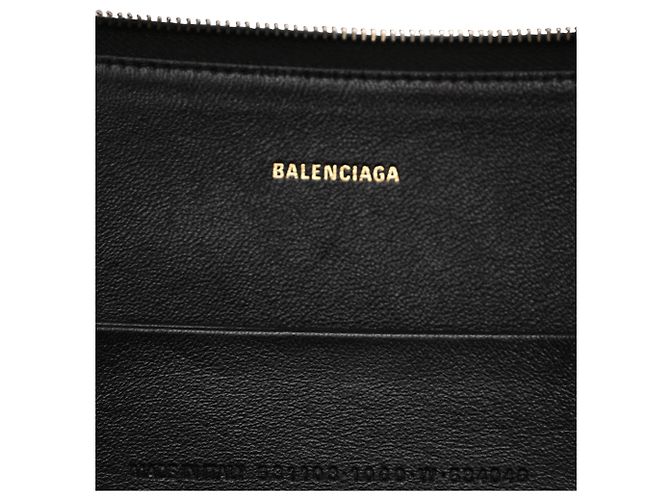Porte-documents Balenciaga à fermeture éclair en cuir noir Gris - vue 9