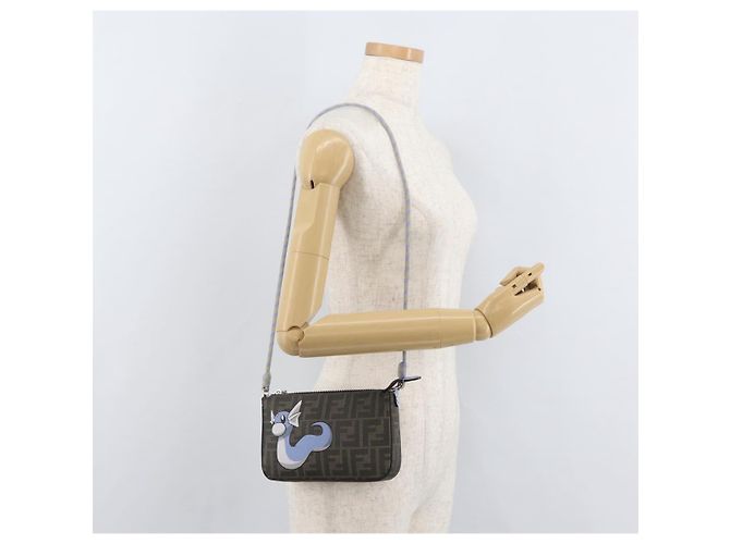 Zucca FENDI FENDI x FRGMT x POKMON Bolsa de Ombro Dratini Marrom Preto Auth 167373SM - vista 23