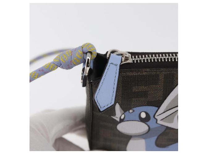 Zucca FENDI FENDI x FRGMT x POKMON Bolsa de Ombro Dratini Marrom Preto Auth 167373SM - vista 9