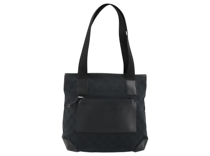 Borsa Tote GUCCI GG Canvas Nera Argento 019 0402 Auth 182358 Nero - vista 13