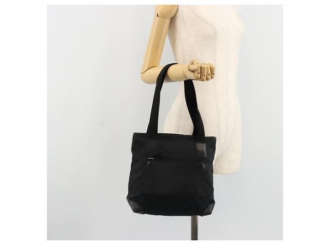 Borsa Tote GUCCI GG Canvas Nera Argento 019 0402 Auth 182358 Nero - vista 23
