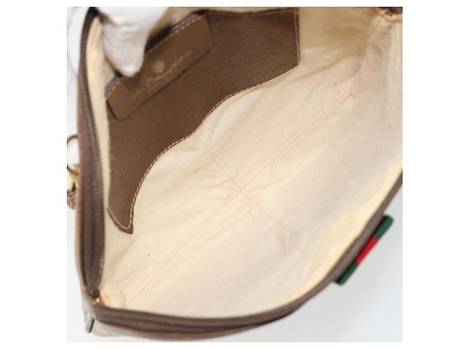 Borsa GUCCI GG Supreme Web Sherry Line in PVC Beige Oro 904 02 047 Auth 181772 D'oro - vista 10