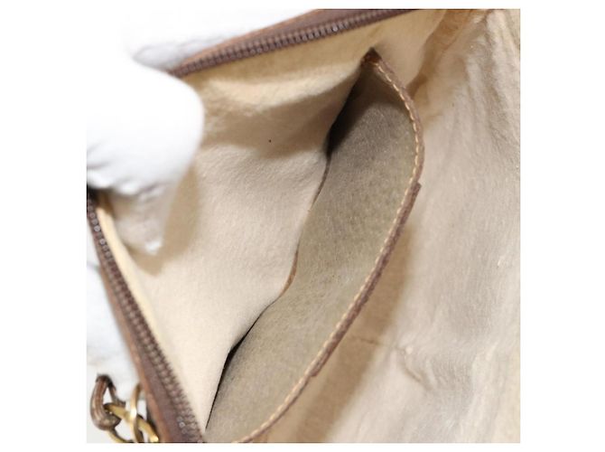 Borsa GUCCI GG Supreme Web Sherry Line in PVC Beige Oro 904 02 047 Auth 181772 D'oro - vista 11