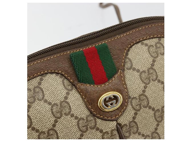 Borsa GUCCI GG Supreme Web Sherry Line in PVC Beige Oro 904 02 047 Auth 181772 D'oro - vista 18