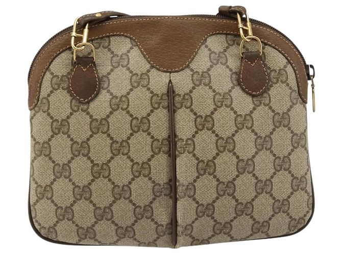 Borsa GUCCI GG Supreme Web Sherry Line in PVC Beige Oro 904 02 047 Auth 181772 D'oro - vista 2