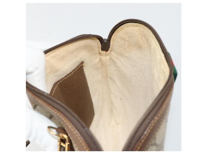 Borsa GUCCI GG Supreme Web Sherry Line in PVC Beige Oro 904 02 047 Auth 181772 D'oro - vista 20