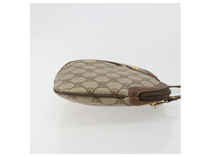 Borsa GUCCI GG Supreme Web Sherry Line in PVC Beige Oro 904 02 047 Auth 181772 D'oro - vista 3