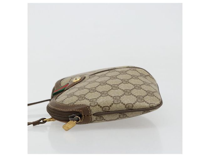 Borsa GUCCI GG Supreme Web Sherry Line in PVC Beige Oro 904 02 047 Auth 181772 D'oro - vista 4