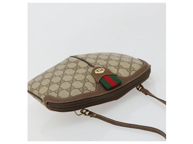Borsa GUCCI GG Supreme Web Sherry Line in PVC Beige Oro 904 02 047 Auth 181772 D'oro - vista 6