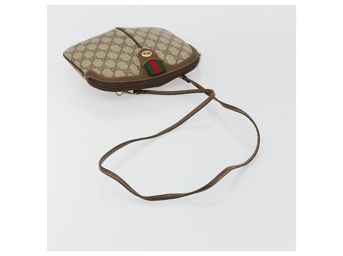 Borsa GUCCI GG Supreme Web Sherry Line in PVC Beige Oro 904 02 047 Auth 181772 D'oro - vista 7
