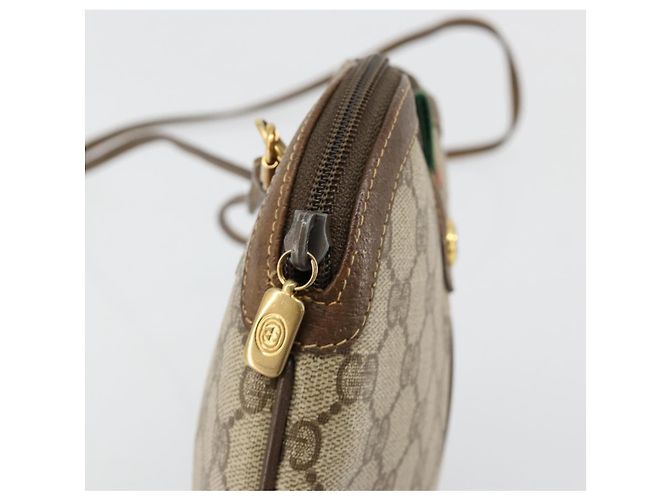 Borsa GUCCI GG Supreme Web Sherry Line in PVC Beige Oro 904 02 047 Auth 181772 D'oro - vista 9