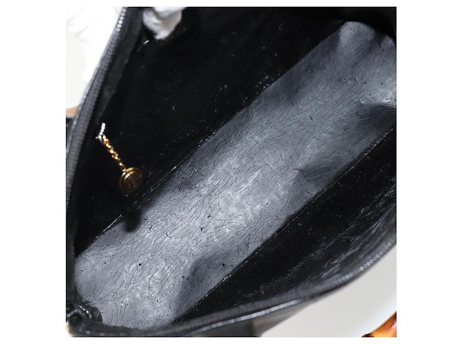 Borsa a Mano GUCCI Bamboo in Pelle Nera e Oro 000 2214 0289 Auth 180221 Nero D'oro - vista 10