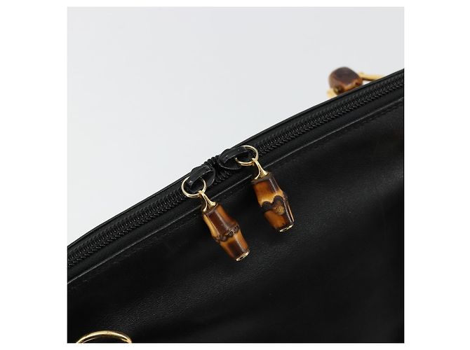 Borsa a Mano GUCCI Bamboo in Pelle Nera e Oro 000 2214 0289 Auth 180221 Nero D'oro - vista 18