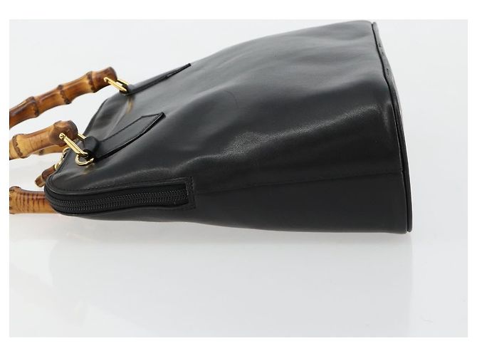Borsa a Mano GUCCI Bamboo in Pelle Nera e Oro 000 2214 0289 Auth 180221 Nero D'oro - vista 4