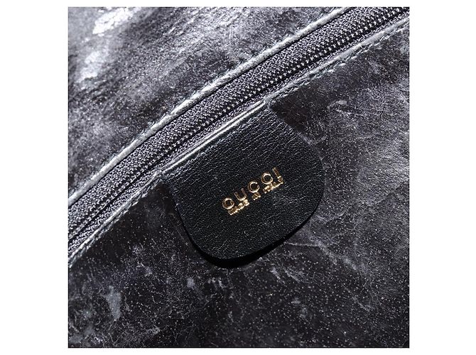 Borsa a Mano GUCCI Bamboo in Pelle Nera e Oro 000 2214 0289 Auth 180221 Nero D'oro - vista 9