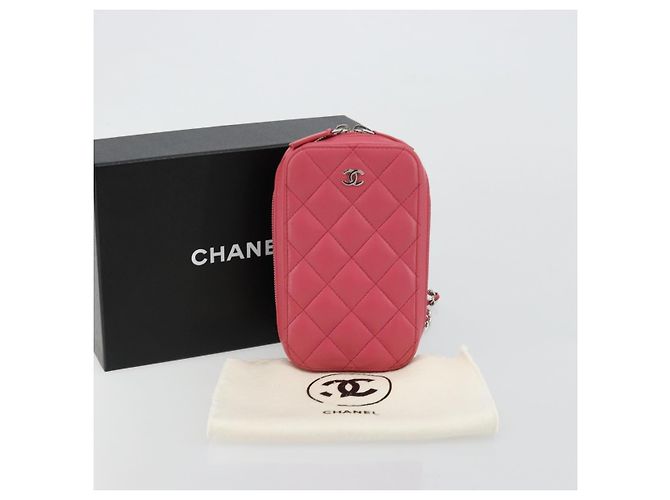CHANEL Handy-Etui aus Lammleder Rosa Silber CC Authentisch ka4502M Pink - Ansicht 12