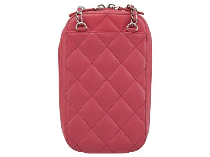 CHANEL Handy-Etui aus Lammleder Rosa Silber CC Authentisch ka4502M Pink - Ansicht 2