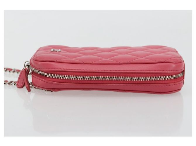CHANEL Handy-Etui aus Lammleder Rosa Silber CC Authentisch ka4502M Pink - Ansicht 4