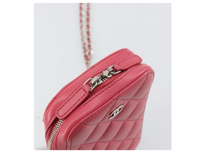CHANEL Handy-Etui aus Lammleder Rosa Silber CC Authentisch ka4502M Pink - Ansicht 9