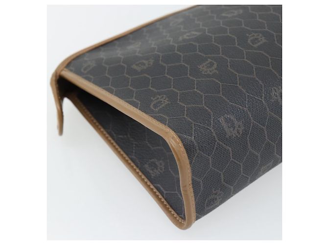Clutch Christian Dior Honeycomb Canvas PVC Nero Oro Auth 182487 D'oro - vista 16