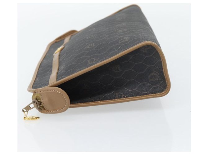 Clutch Christian Dior Honeycomb Canvas PVC Nero Oro Auth 182487 D'oro - vista 3