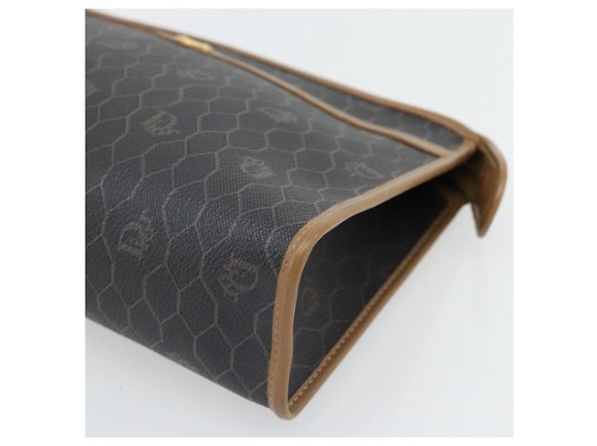 Clutch Christian Dior Honeycomb Canvas PVC Nero Oro Auth 182487 D'oro - vista 7