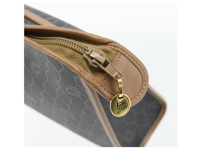 Clutch Christian Dior Honeycomb Canvas PVC Nero Oro Auth 182487 D'oro - vista 8
