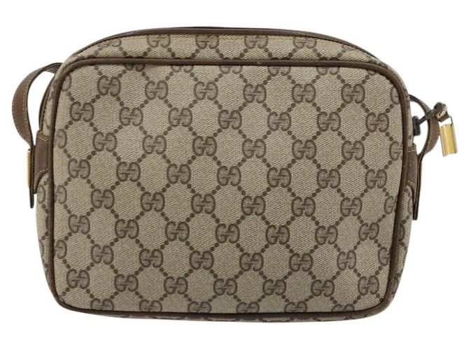 Borsa a tracolla GUCCI GG Supreme PVC Beige Oro Auth BA13033 D'oro - vista 2