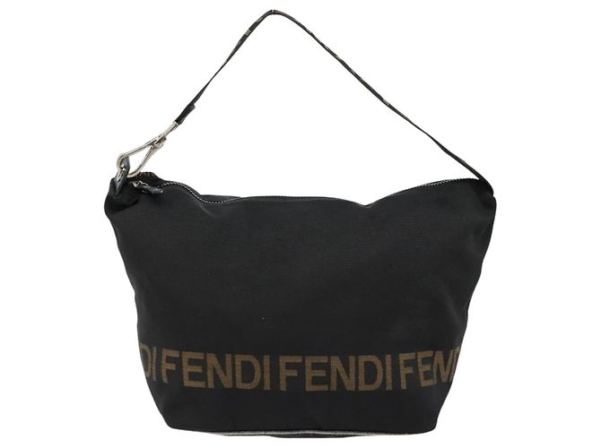 Borsa a Spalla FENDI Nylon Nero Oro Auth 180024 D'oro - vista 13