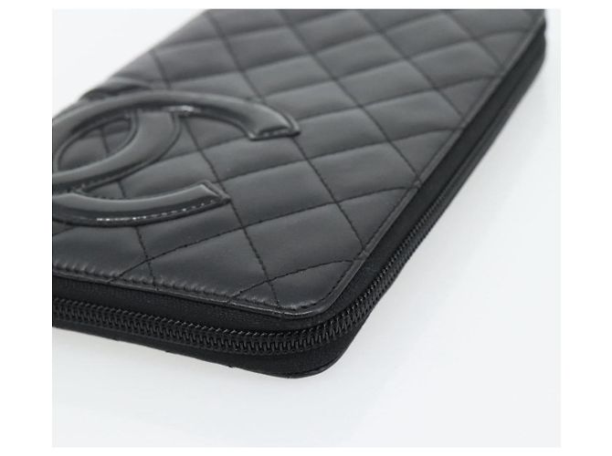 CHANEL Matelasse Cambon Line Long Wallet Leather Black Silver CC Auth 181675V Nero Argento - vista 14