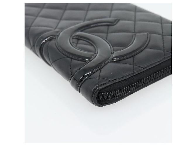 CHANEL Matelasse Cambon Line Long Wallet Leather Black Silver CC Auth 181675V Nero Argento - vista 7