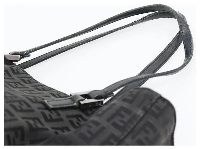 Borsa a mano FENDI Zucchino Canvas Nera Argento Auth ka4472 Nero - vista 8