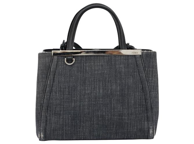 Borsa FENDI 2 JOURS Denim 2way Blu Argento Auth ka4513 - vista 13
