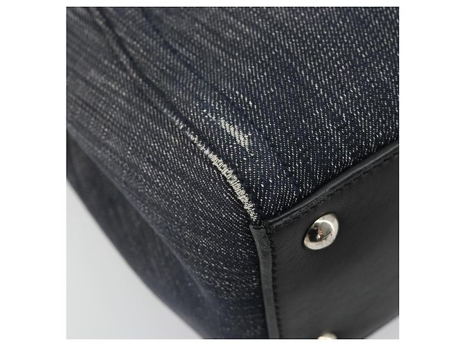 Borsa FENDI 2 JOURS Denim 2way Blu Argento Auth ka4513 - vista 17